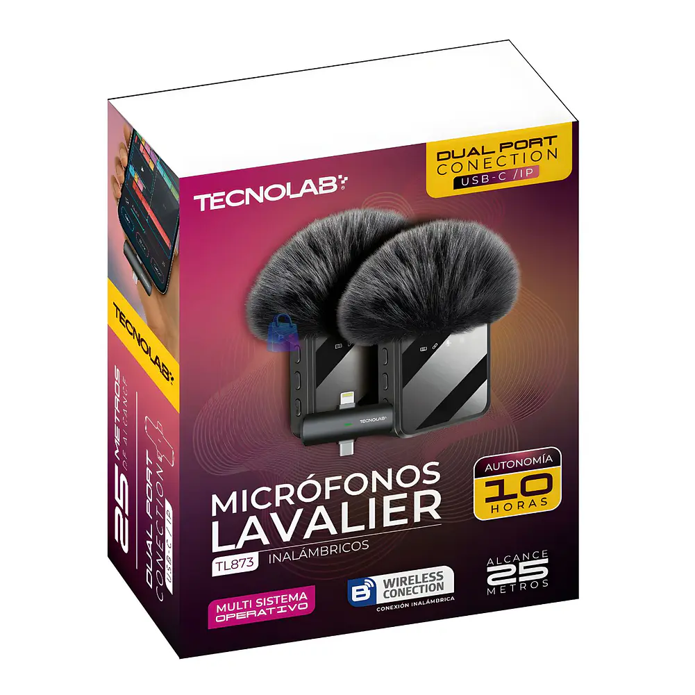 Micrófono Lavalier Dual Inalámbrico USB-C - Lightning - PS 3