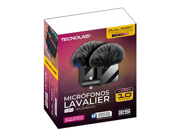 Micrófono Lavalier Dual Inalámbrico USB-C - Lightning - PS 3