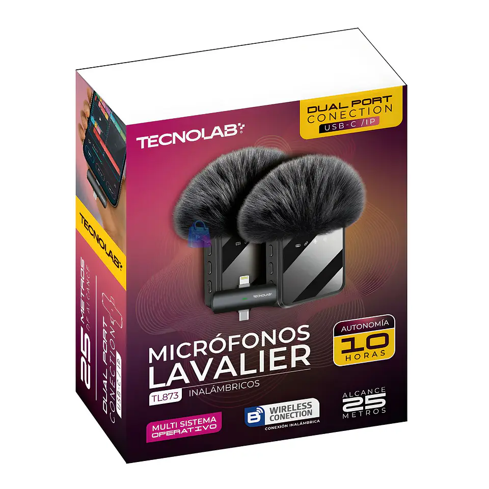 Micrófono Lavalier Dual Inalámbrico USB-C - Lightning - PS 3