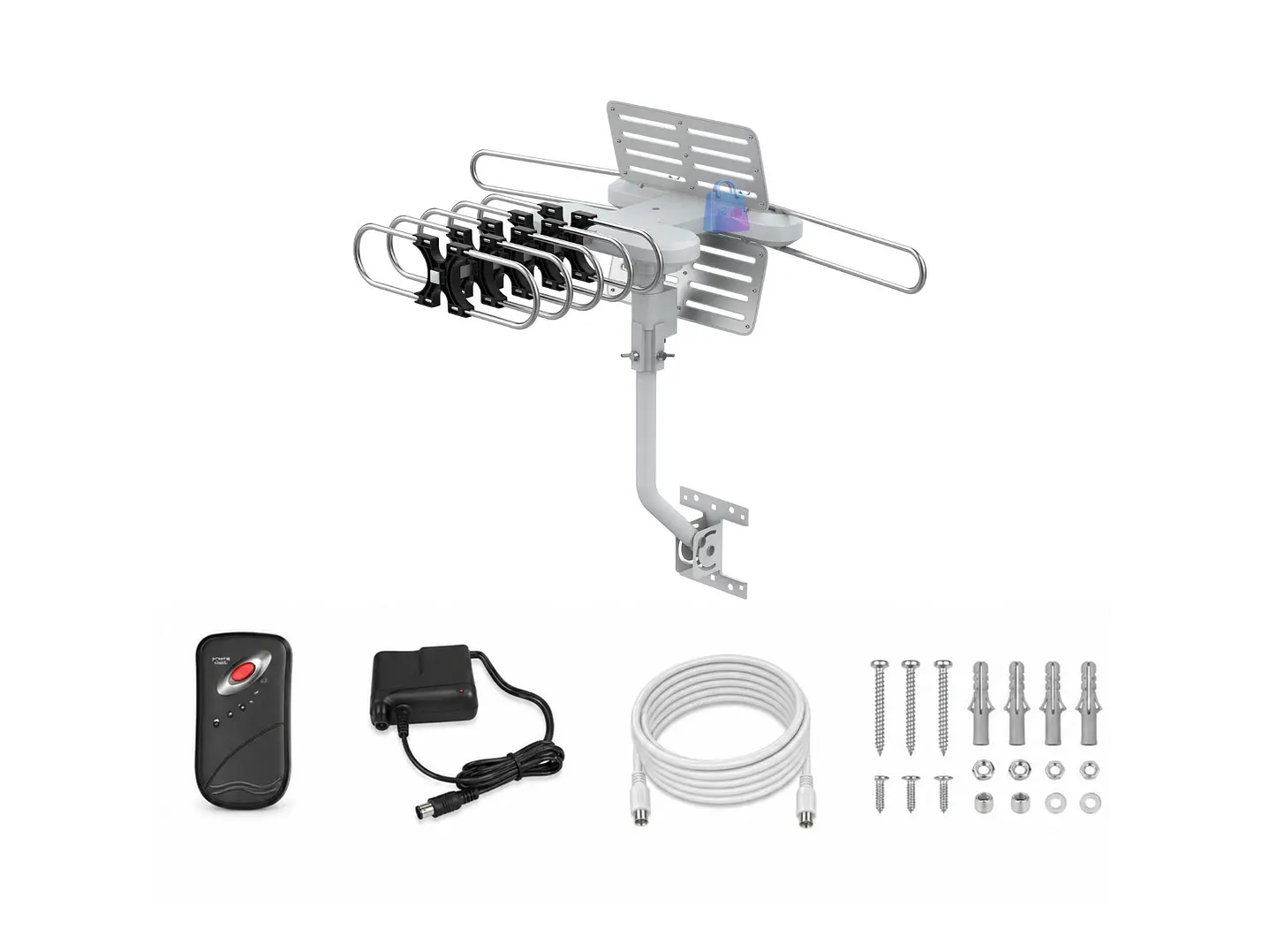 Antena TV Con Motor 360 Grados VHF UHF HD con Control - PS 3