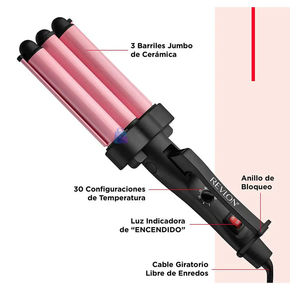 Ondulador Waver Revlon 3 Barriles Jumbo Rosa Pro - PS 3
