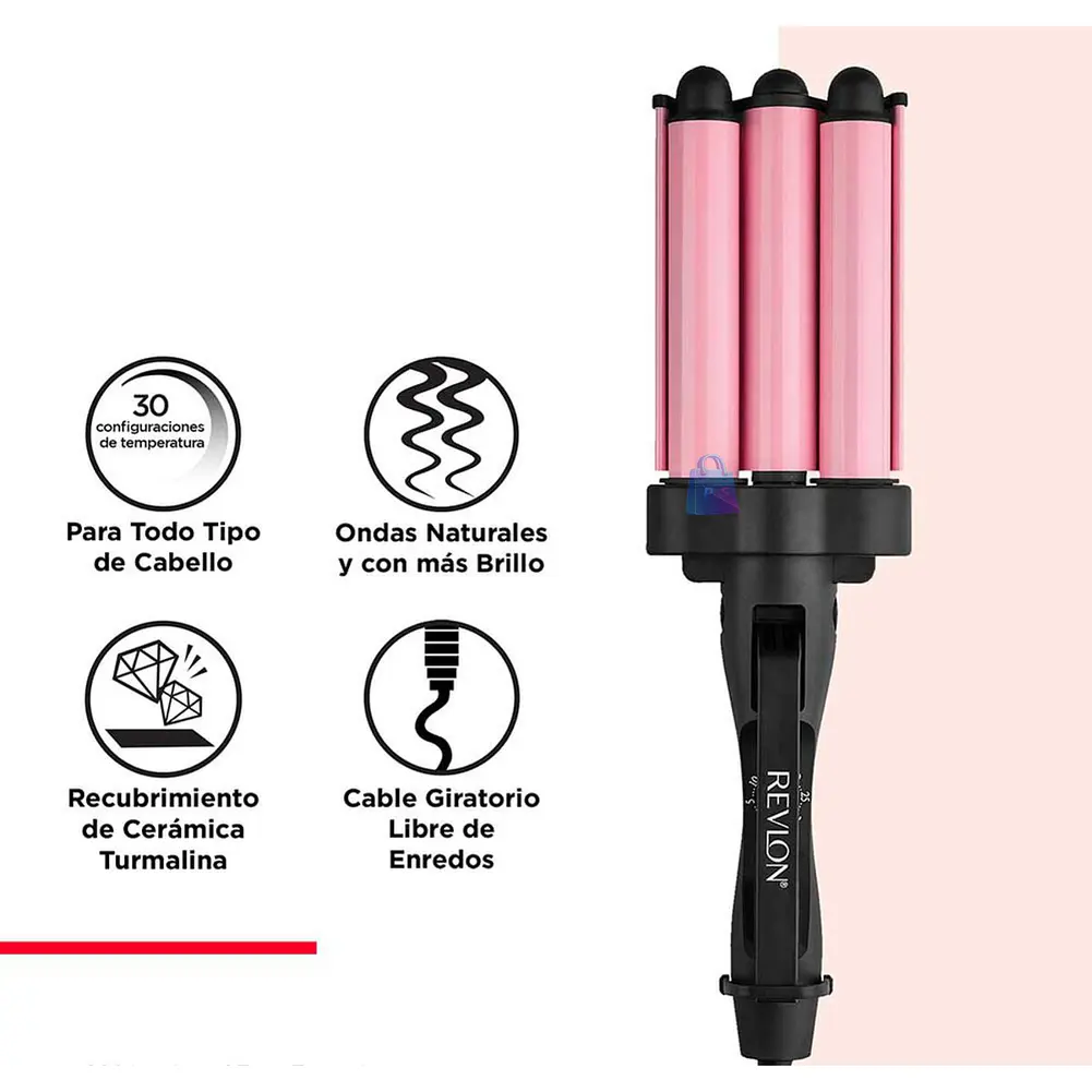 Ondulador Waver Revlon 3 Barriles Jumbo Rosa Pro - PS 5