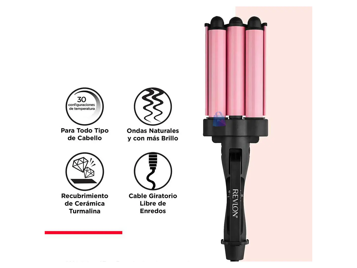 Ondulador Waver Revlon 3 Barriles Jumbo Rosa Pro - PS 5