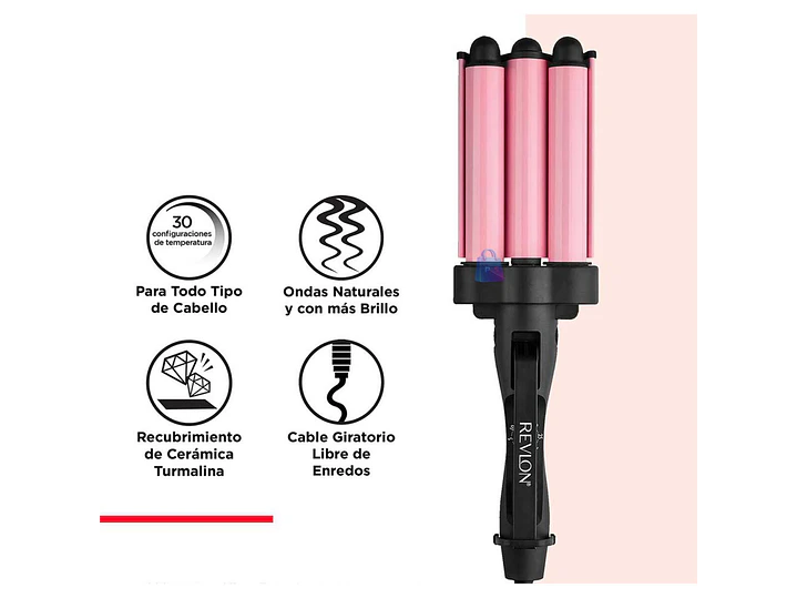 Ondulador Waver Revlon 3 Barriles Jumbo Rosa Pro - PS 5