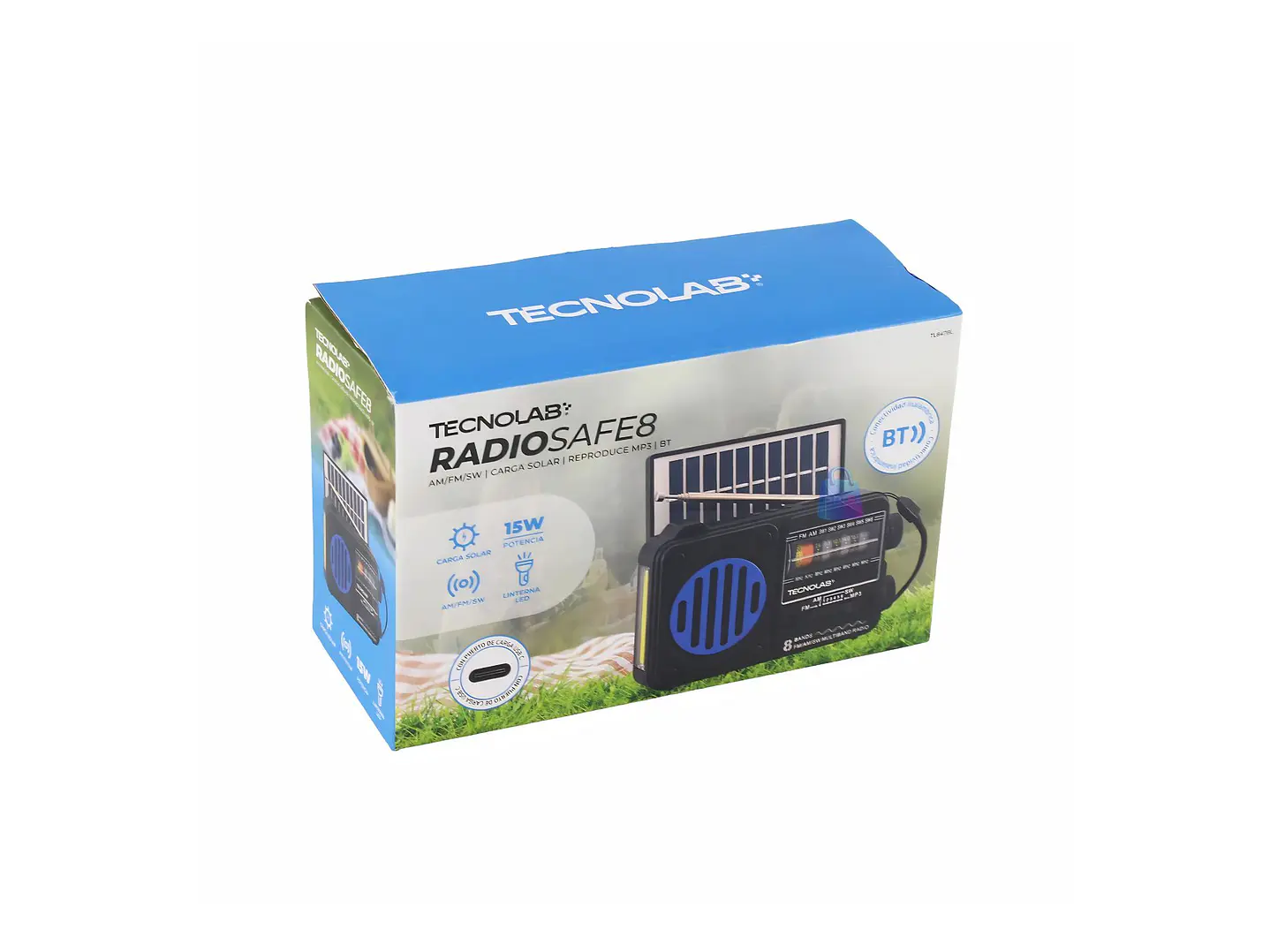 Radio Solar Bluetooth AM FM USB Linterna LED Colores - PS 10