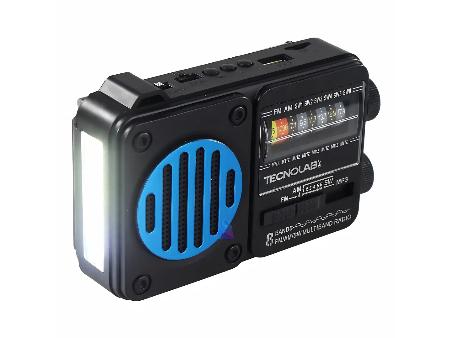 Radio Solar Bluetooth AM FM USB Linterna LED Colores - PS 8