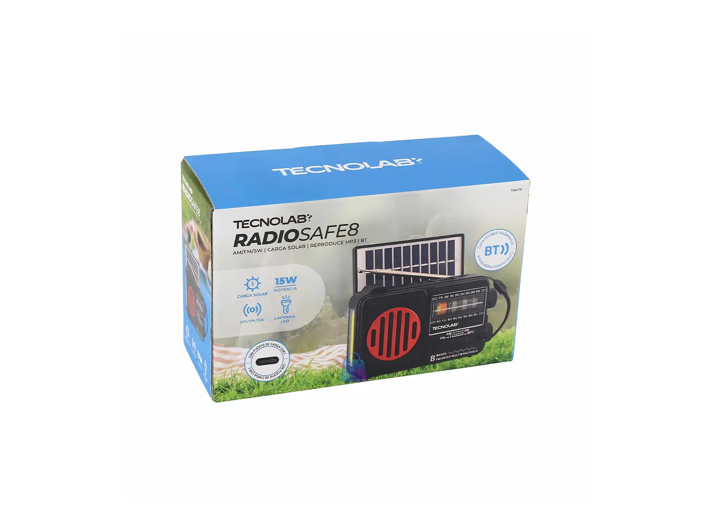 Radio Solar Bluetooth AM FM USB Linterna LED Colores - PS 5