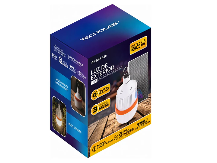 Lámpara Solar Emergencia 80W Recargable USB C LED - PS 3