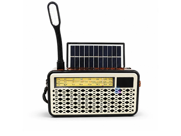 Radio Retro Solar Bluetooth FM AM USB Linterna Colores - PS 5