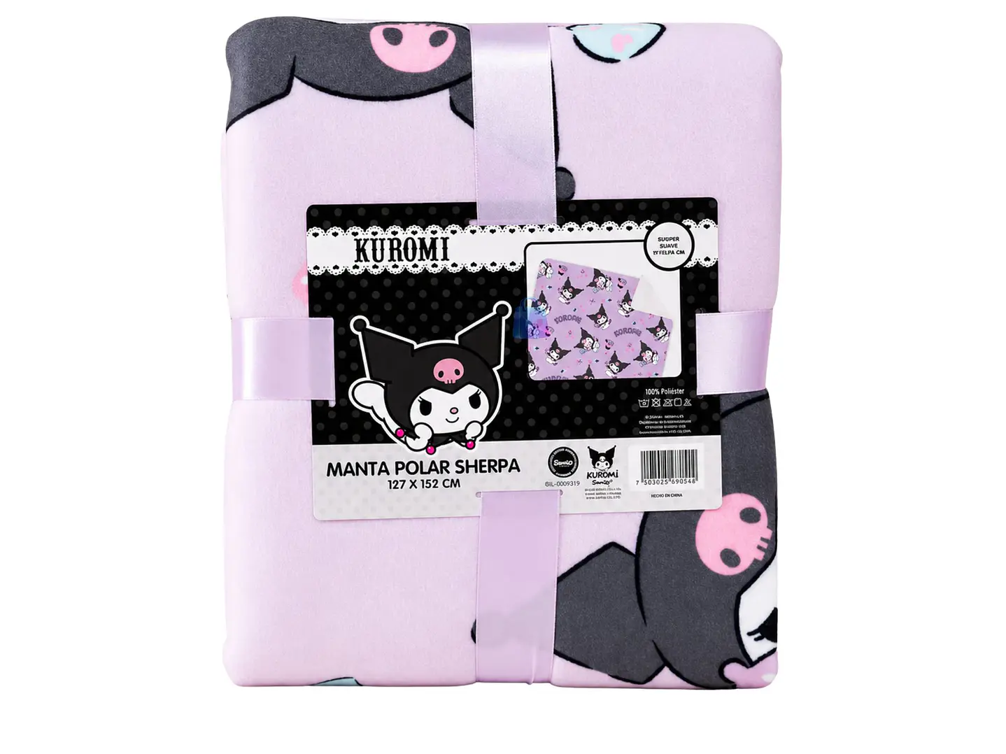 Manta Polar Sherpa Diseño Kuromi 127x152cms Suave - PS 1
