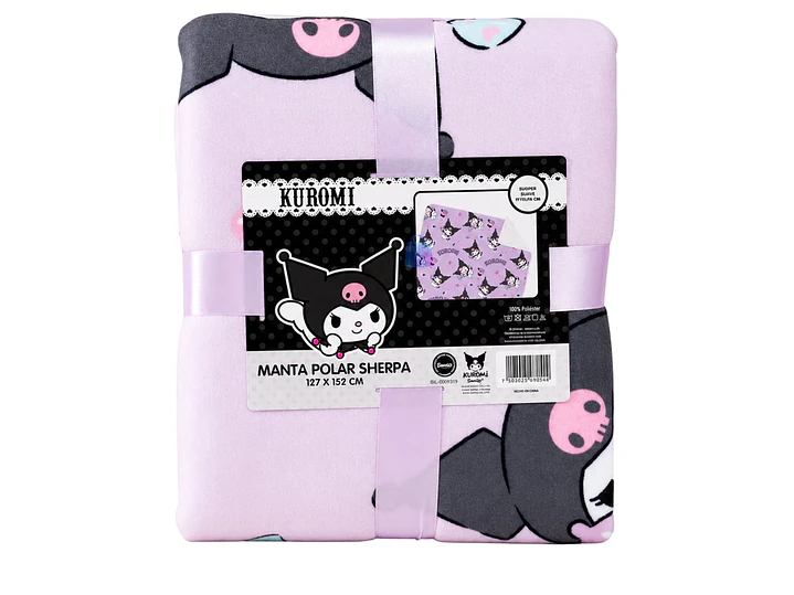 Manta Polar Sherpa Diseño Kuromi 127x152cms Suave - PS 1