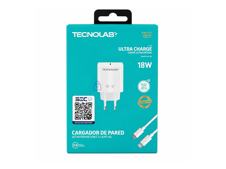 Cargador USB-C a Lightning 18W Fast Charge Certificado - PS 4