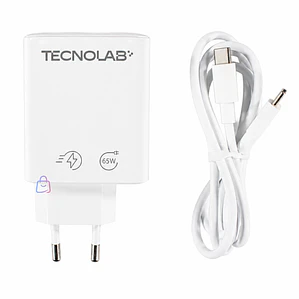 Cargador GaN 65W PD QC3.0 USB-C Cable SEC Blanco - PS