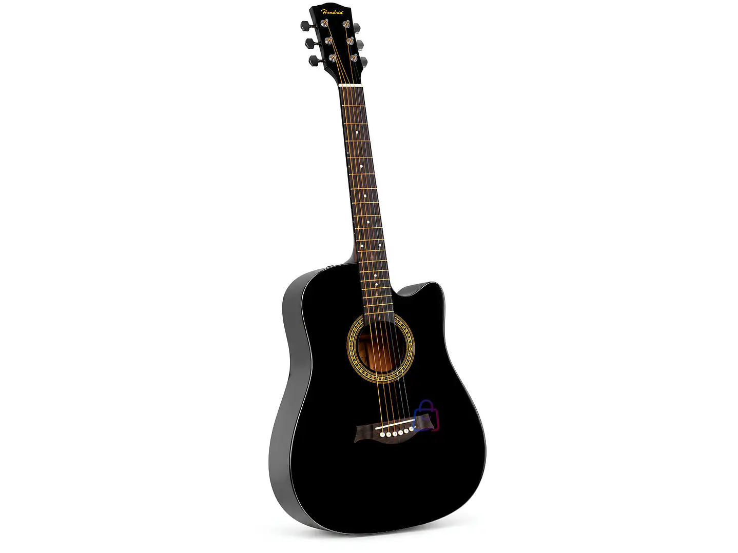 Guitarra Acústica 39 Pulgadas Negra con Funda y Cuerdas - PS 4