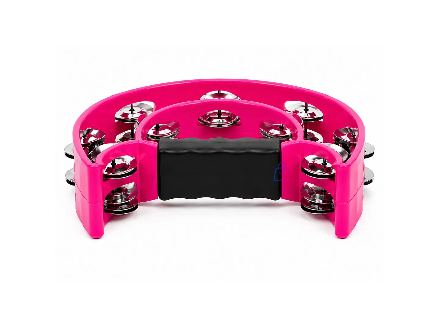 Pandero Media Luna Rosado Sonajas Metálicas - PS 4