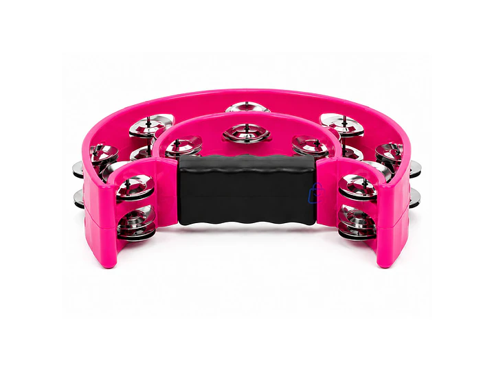 Pandero Media Luna Rosado Sonajas Metálicas - PS 4