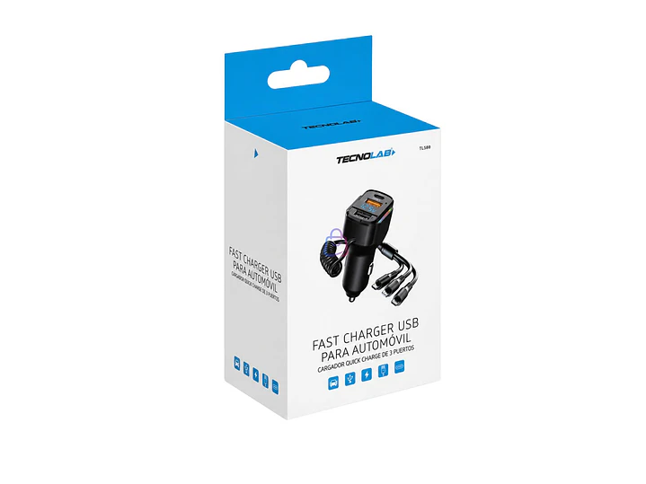 Cargador Auto RGB USB PD 36/65W Cable 3 en 1 - PS 4
