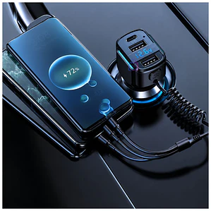 Cargador Auto RGB USB PD 36/65W Cable 3 en 1 - PS