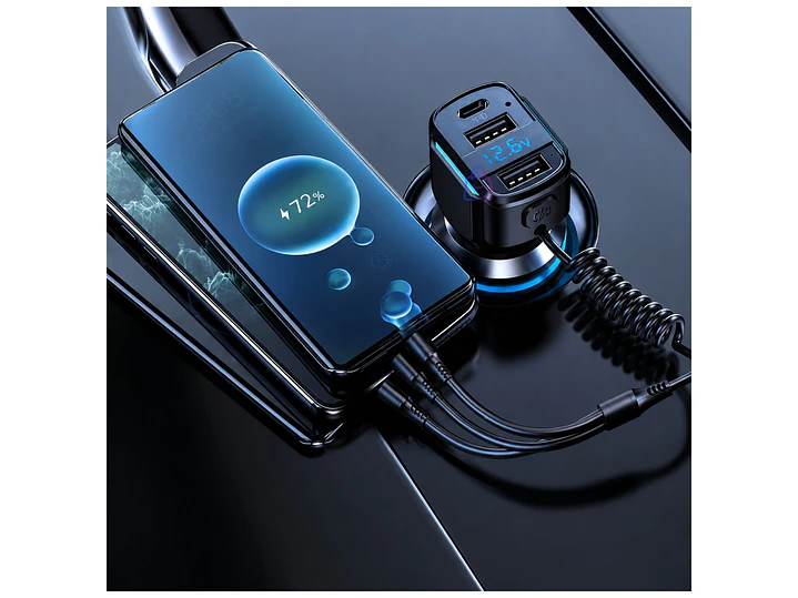 Cargador Auto RGB USB PD 36/65W Cable 3 en 1 - PS 2