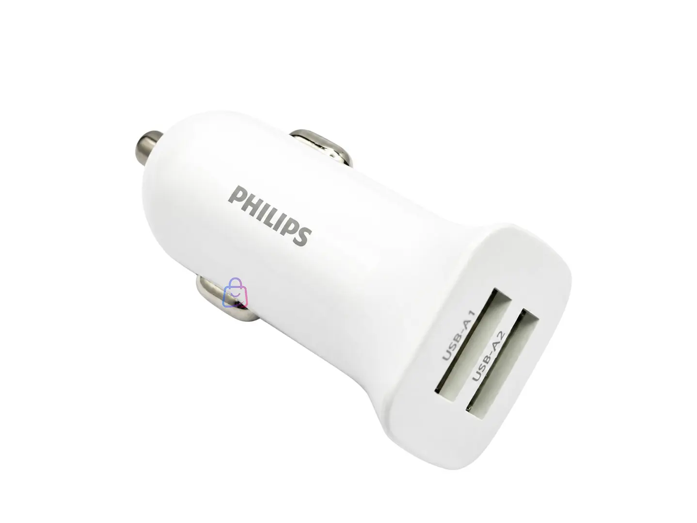 Cargador Auto Philips 12V Blanco 2 USB 12W - PS 1