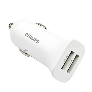 Cargador Auto Philips 12V Blanco 2 USB 12W - PS