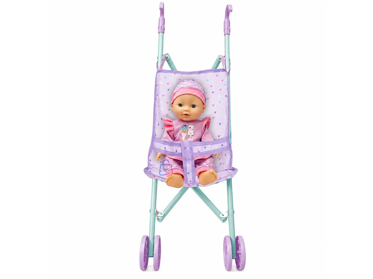 Muñeca Bebé 29cm Con Coche Plegable De Paseo - PS 1