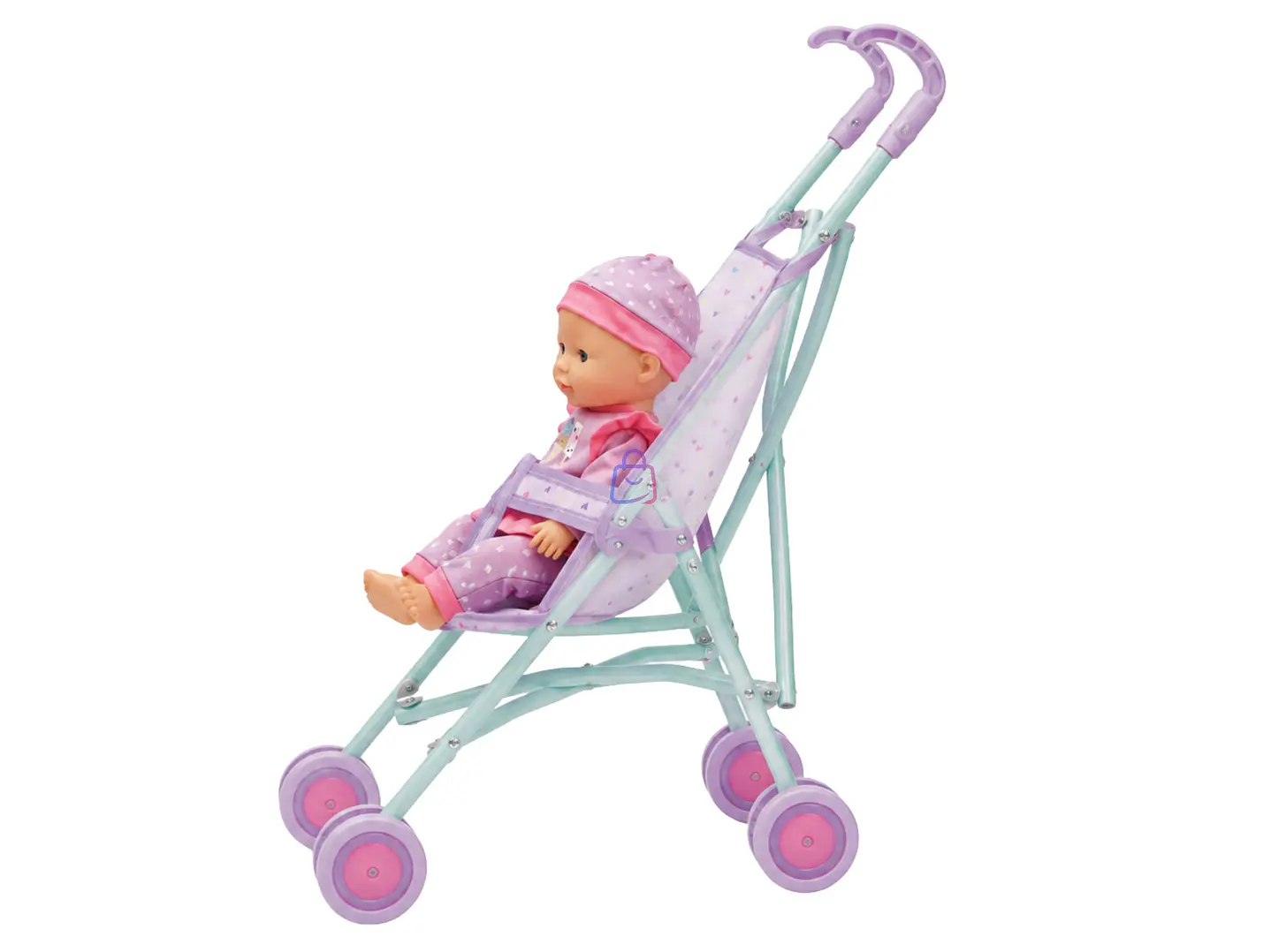 Muñeca Bebé 29cm Con Coche Plegable De Paseo - PS 2