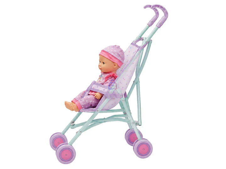 Muñeca Bebé 29cm Con Coche Plegable De Paseo - PS 2