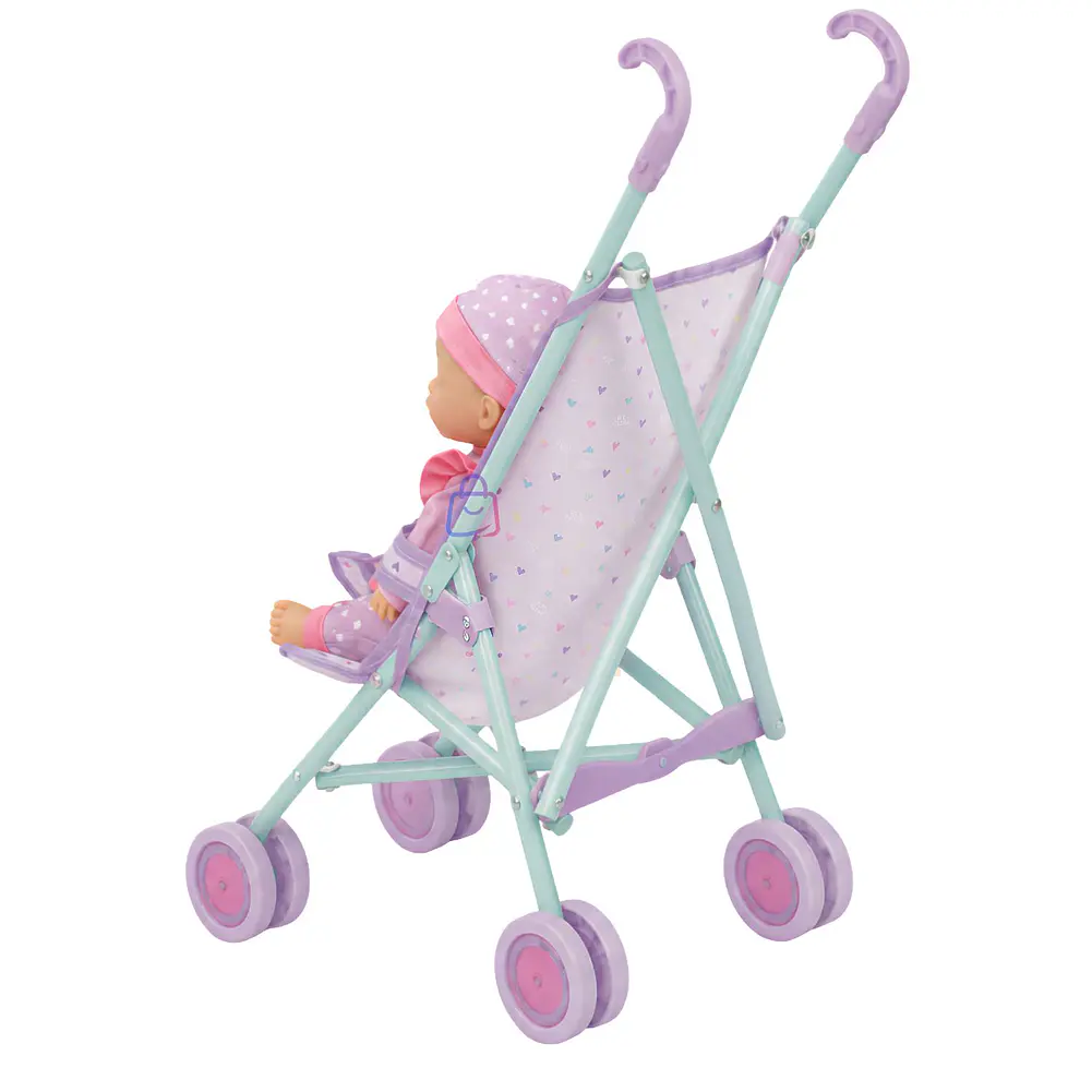 Muñeca Bebé 29cm Con Coche Plegable De Paseo - PS 3