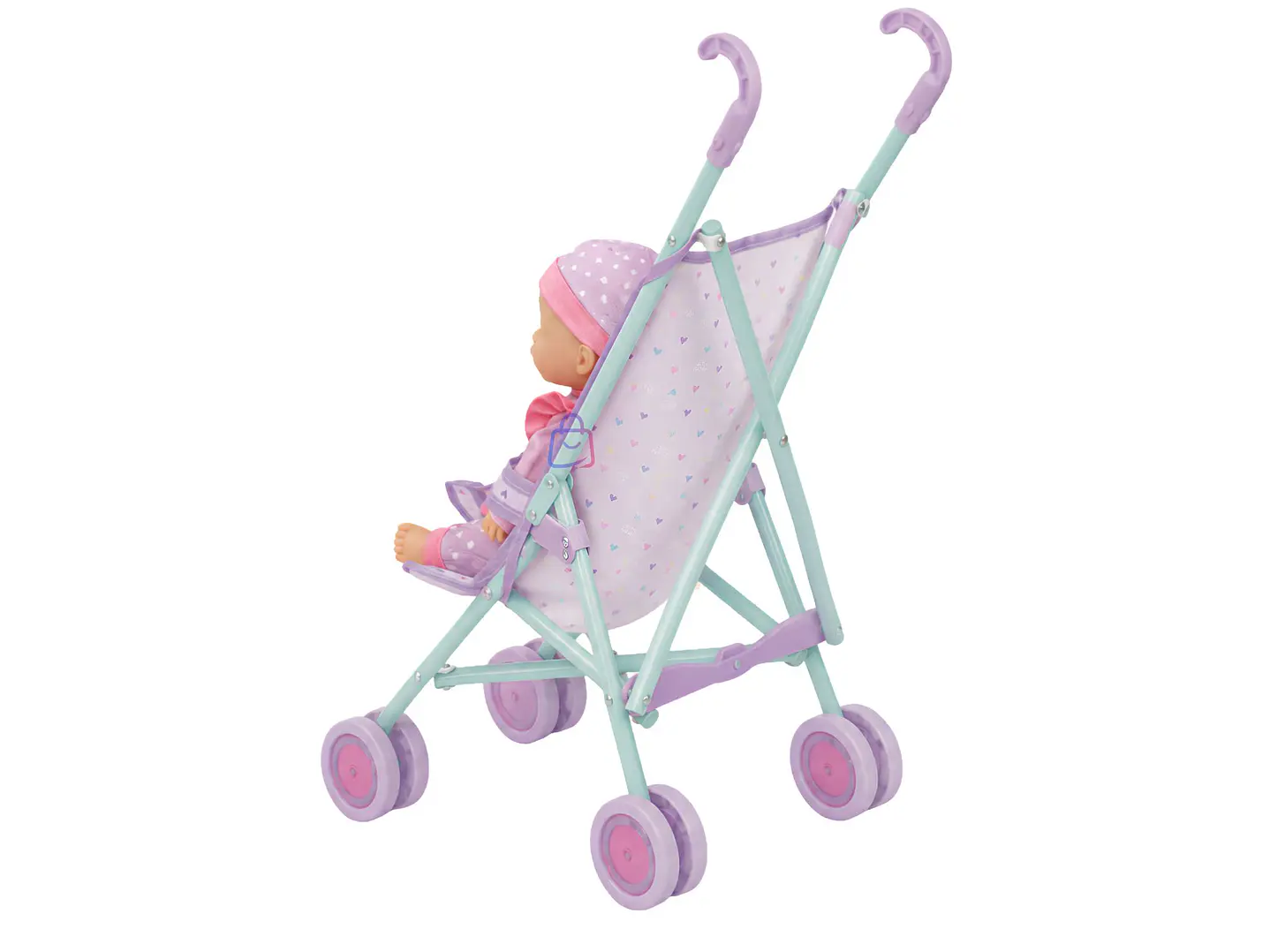 Muñeca Bebé 29cm Con Coche Plegable De Paseo - PS 3