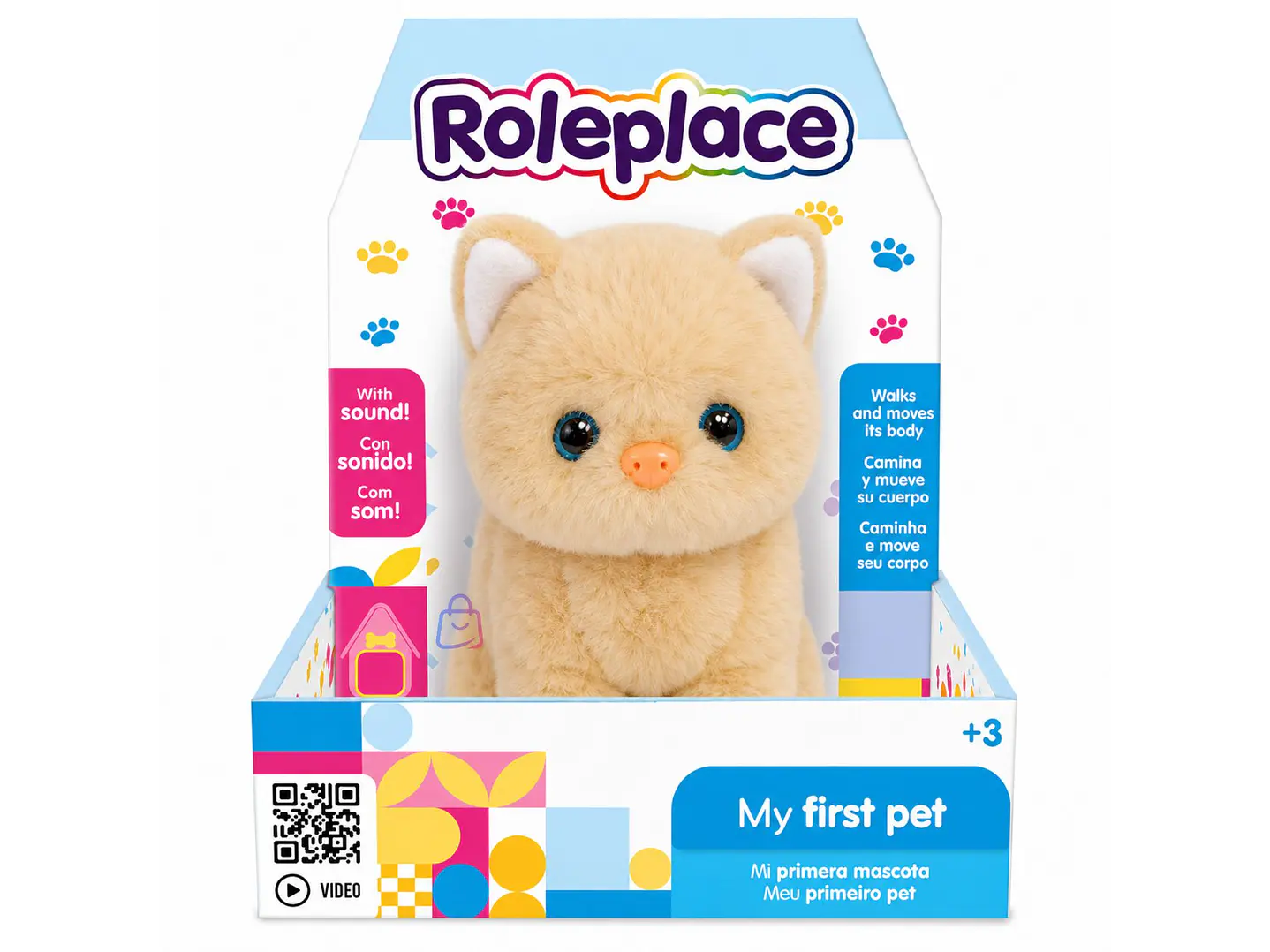 Peluche Gato Interactivo Amarillo Sonido Movimiento - PS 1