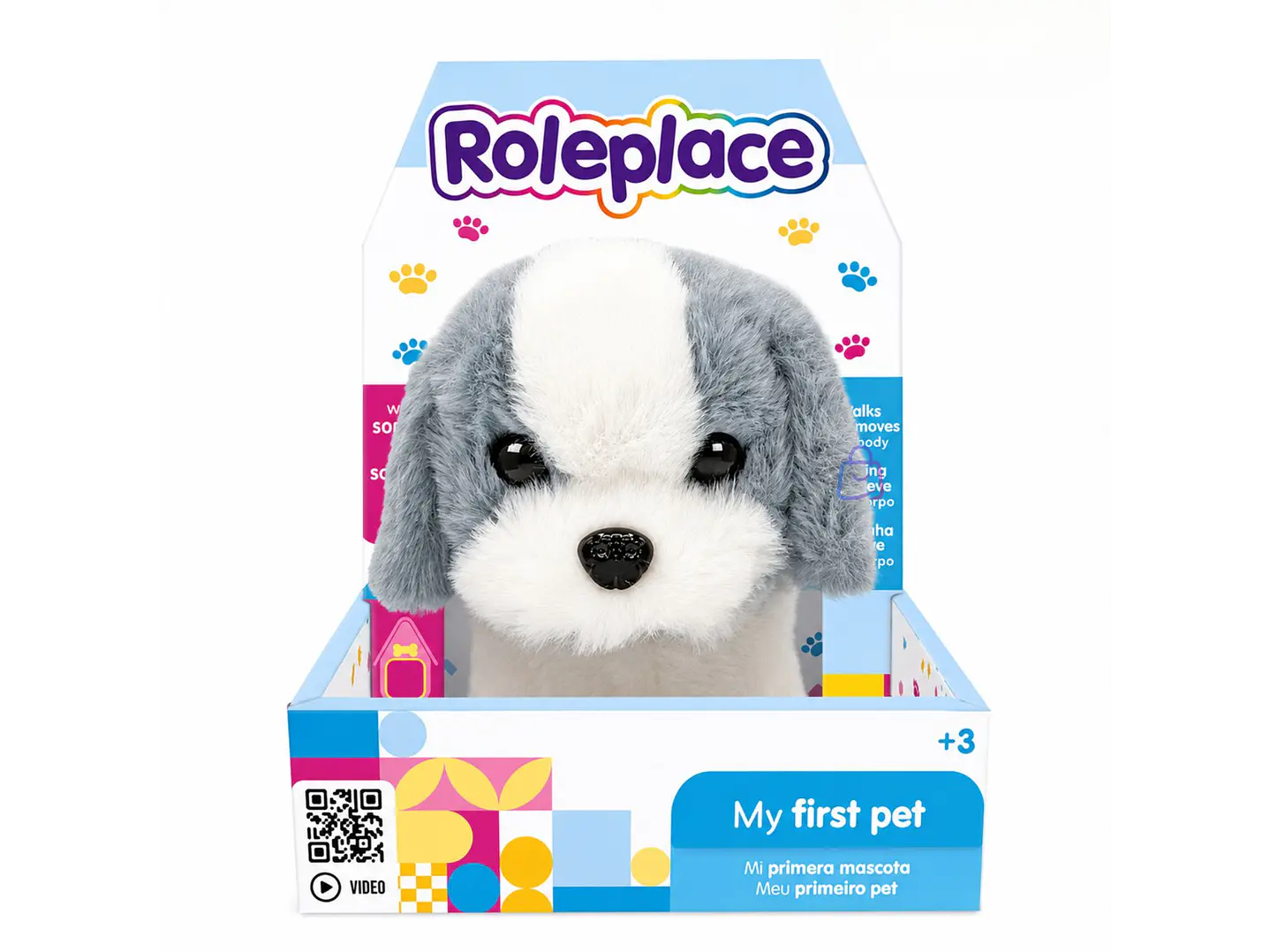 Peluche Perro Interactivo Gris Sonido Movimiento - PS 1