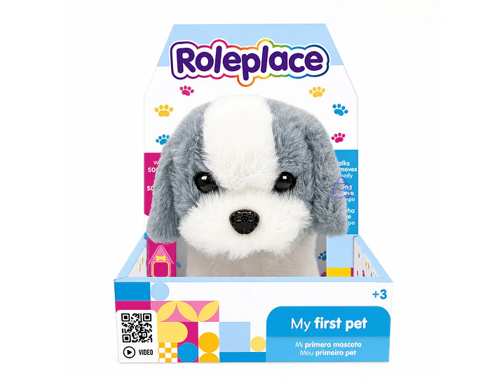Peluche Perro Interactivo Gris Sonido Movimiento - PS 1