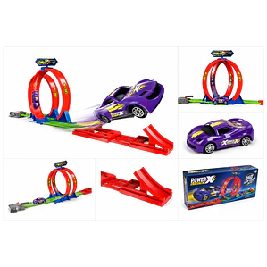 Pista Autos Lanzador 2 Giros 360 Incluye Vehículo - PS
