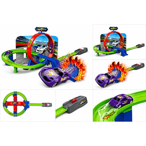 Pista Auto Lanzador Giro 360 Efecto Fuego Con 1 Auto - PS