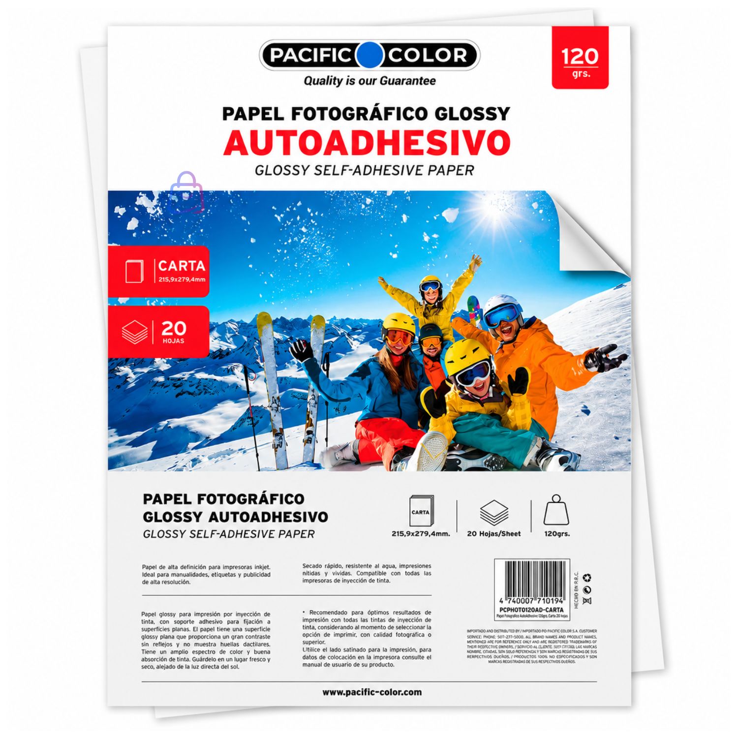 Papel Fotografico Adhesivo Glossy Carta 20 Hojas 120g PS