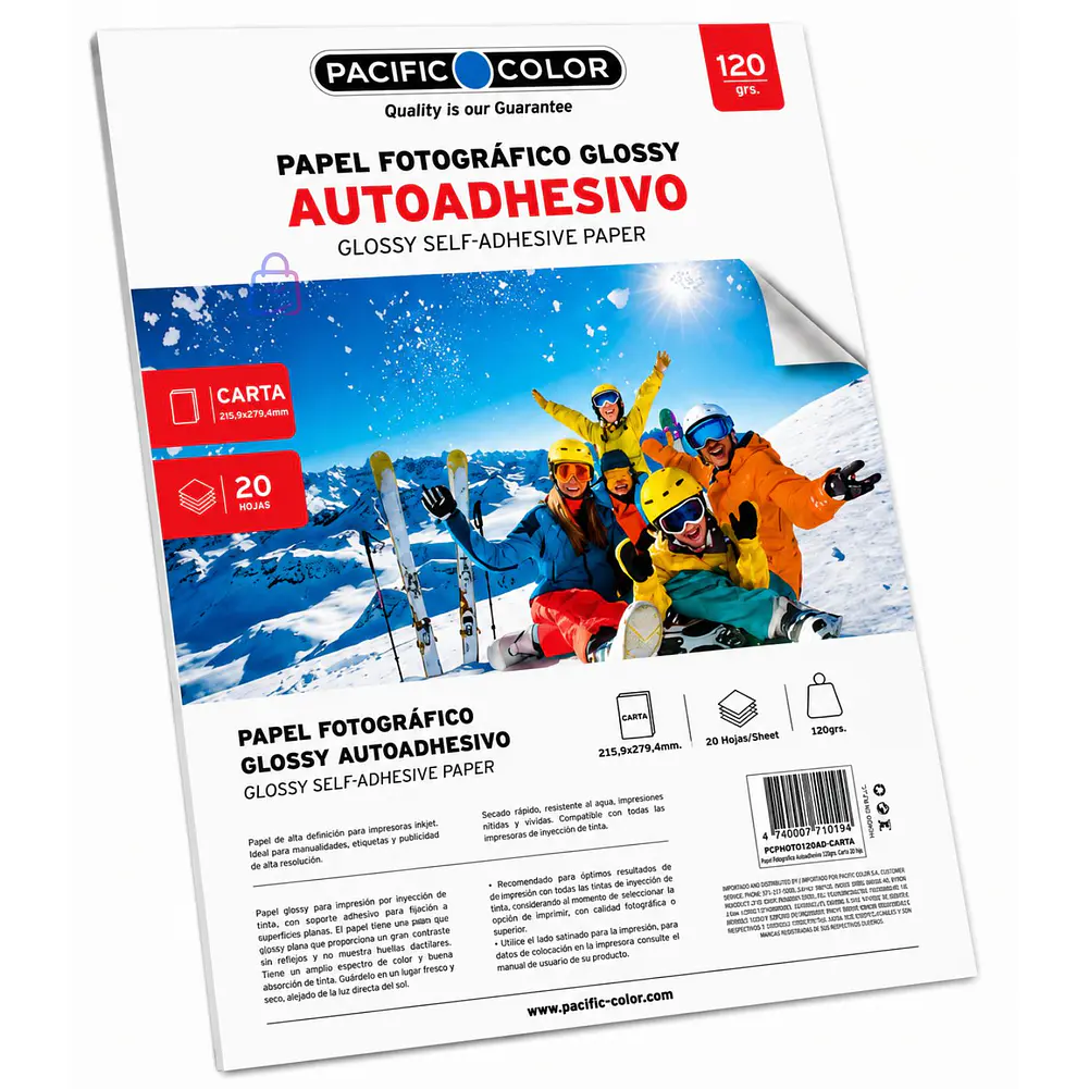 Papel Fotográfico Adhesivo Glossy Carta 20 Hojas 120g - PS 4