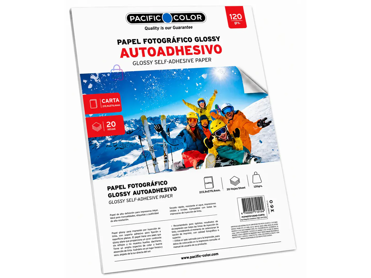Papel Fotográfico Adhesivo Glossy Carta 20 Hojas 120g - PS 4
