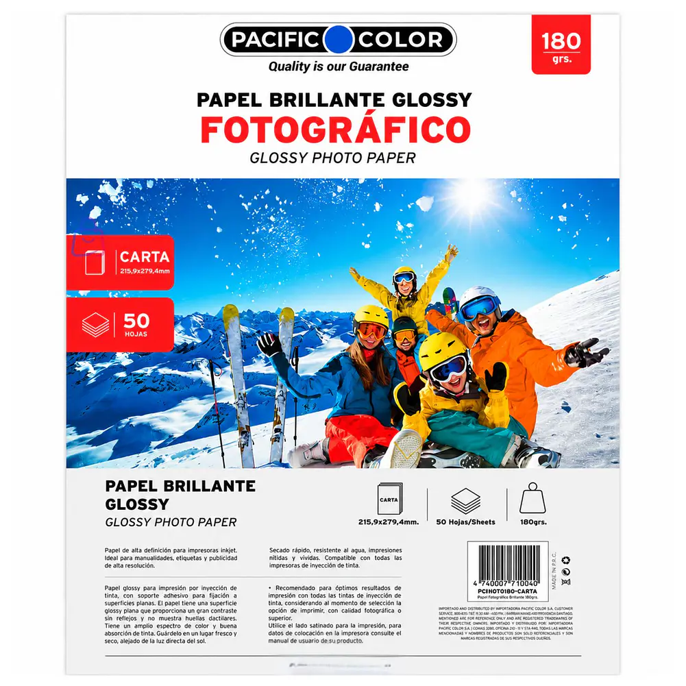 Papel Fotográfico Glossy Carta 180g 50 Hojas Inkjet - PS 1