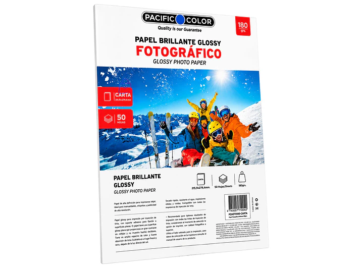 Papel Fotográfico Glossy Carta 180g 50 Hojas Inkjet - PS 4