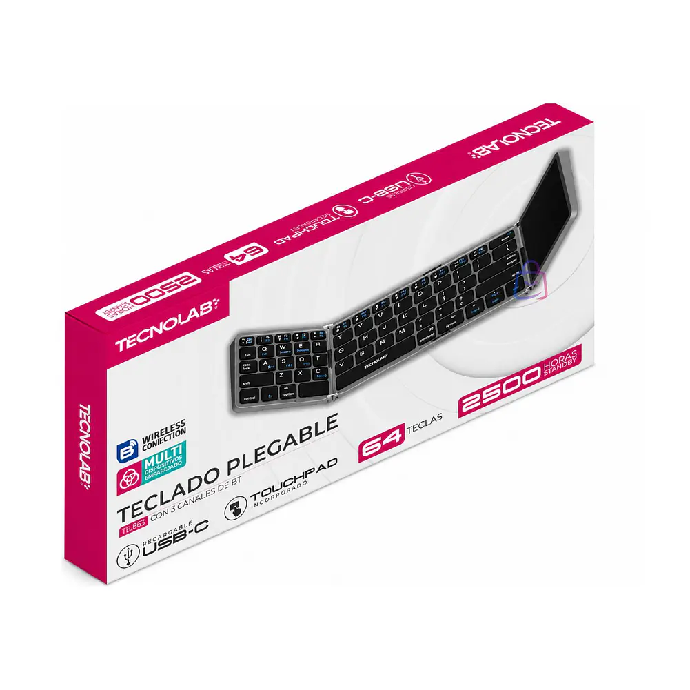 Teclado Plegable Bluetooth con Touchpad USB-C 64 Teclas - PS 5