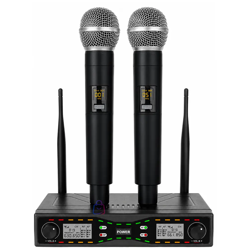 Micrófonos Inalámbricos UHF Dual 50M Recargables USB C - PS 1