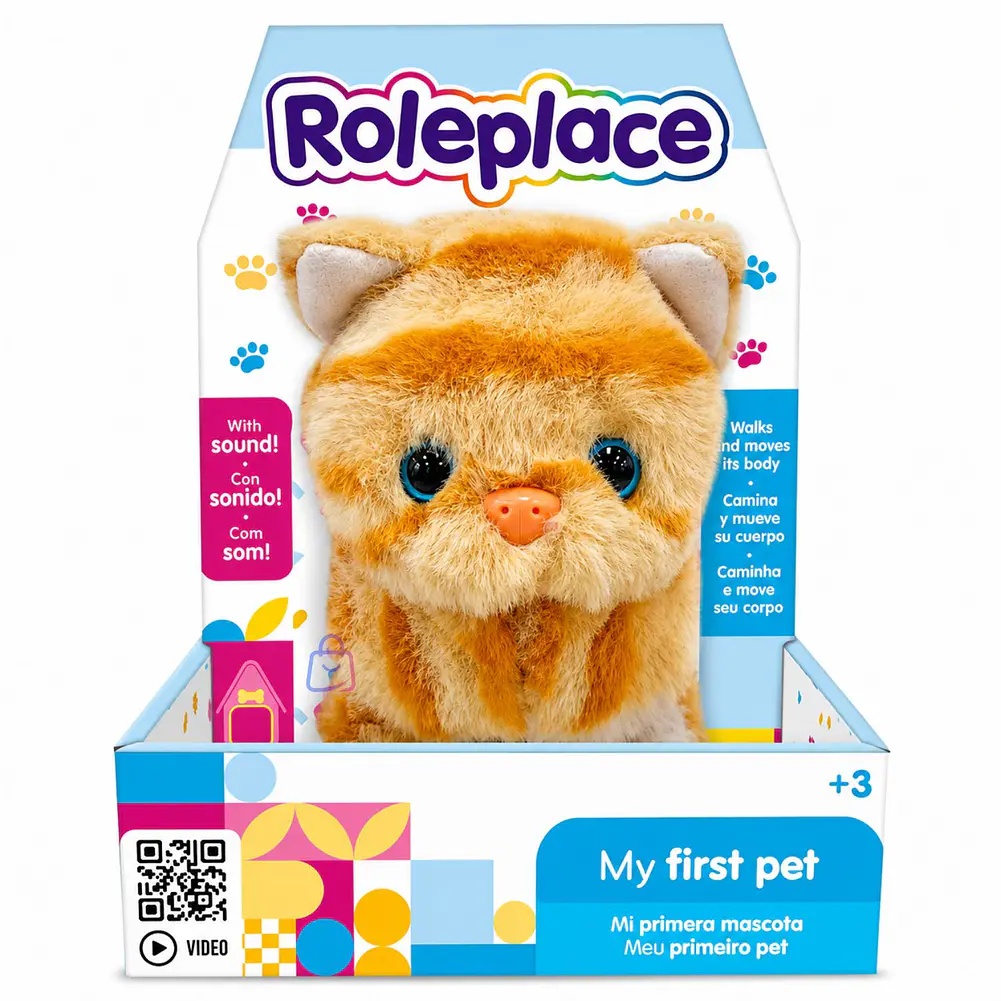 Peluche Gato Interactivo Rayas Sonido Movimiento - PS 1