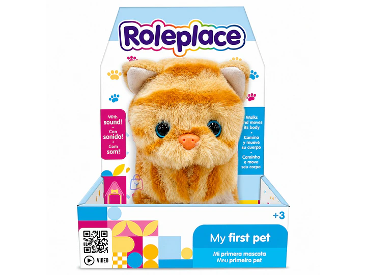 Peluche Gato Interactivo Rayas Sonido Movimiento - PS 1