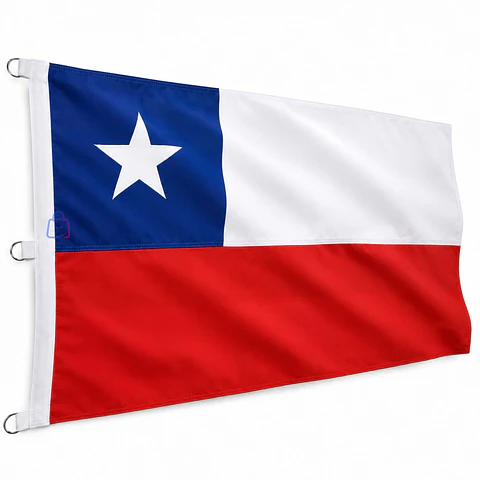 Bandera Chilena Estrella Bordada 140x210 cms - PS