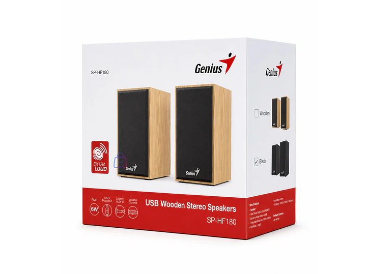 Parlantes Genius USB de Madera 6W para PC y Notebook - PS 5