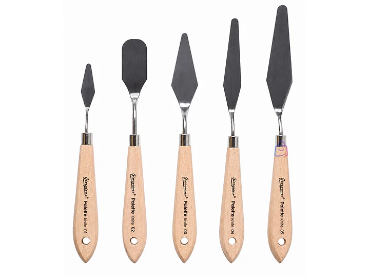 Set 5 Espátulas G-WD para Pintura Óleo Acrílica Madera - PS 1