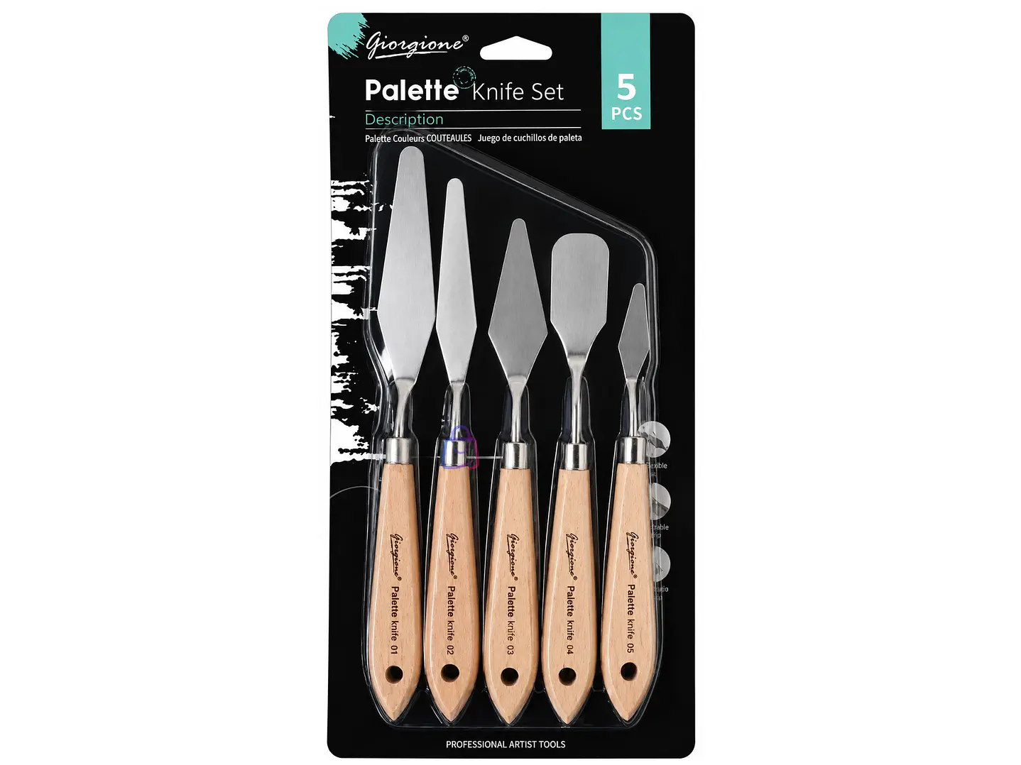 Set 5 Espátulas G-WD para Pintura Óleo Acrílica Madera - PS 2