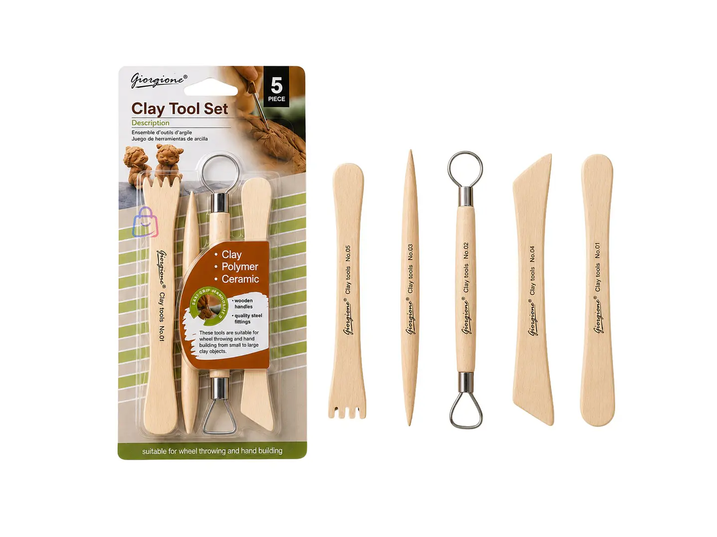 Set 5 Herramientas Para Arcilla Cerámica Modelado - PS 5