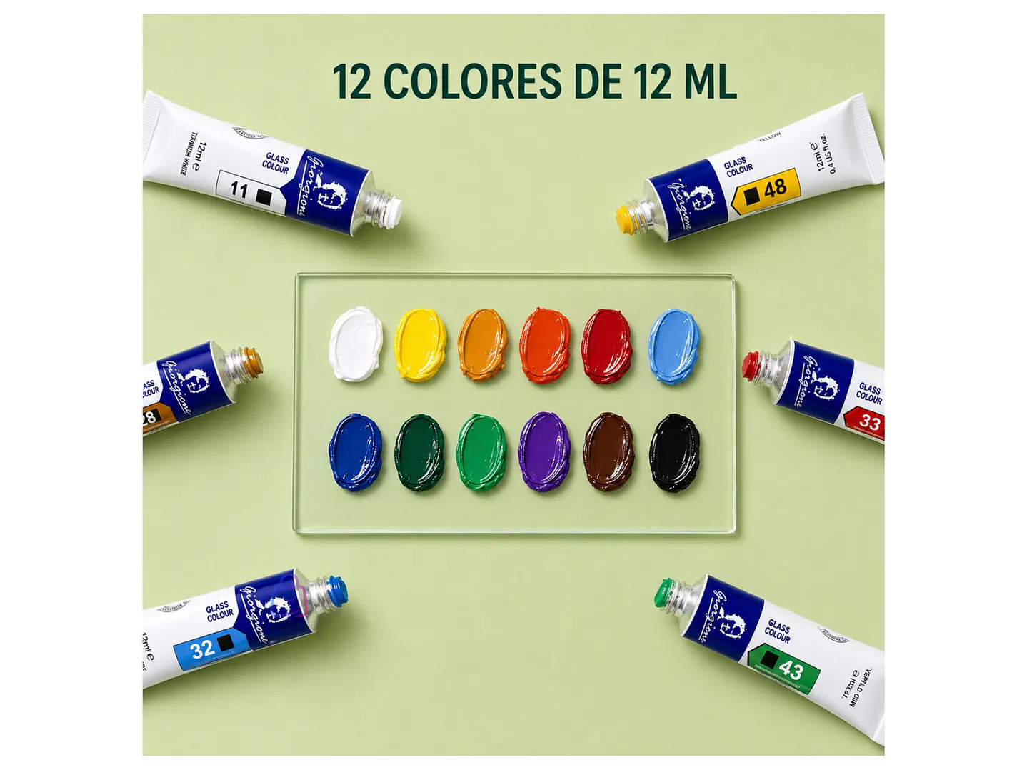 Pintura Para Vidrio 12 Colores 12ml Manualidades - PS 2